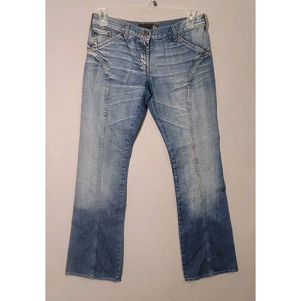 Just Cavalli Low Rise Bootcut Jeans Womens 29x32 Blue Distressed Made in Italy